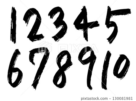 一組具有書法風格的有力數字 130081981