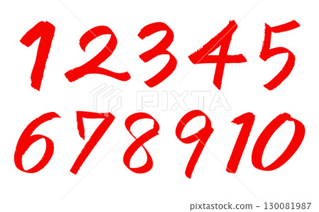 粗體手寫數字集（紅色） 130081987