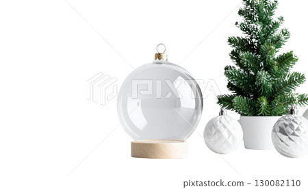 Isolated shiny silver christmas ball on white background Isolated shiny silver christmas ball on white background 130082110