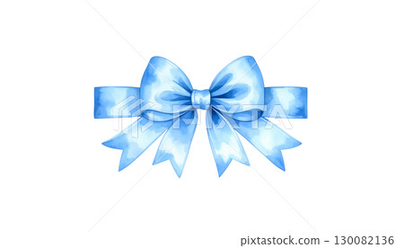 Bright blue bow isolated on white background. 130082136