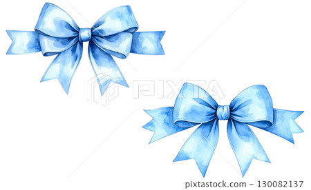 Bright blue bow isolated on white background. 130082137