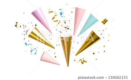 Illustration of colorful ribbons and confetti on white background. Illustration of colorful ribbons and confetti on white background. 130082151