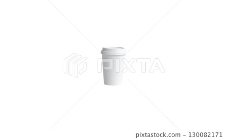 White hot coffee or tea cup with saucer. Glass with breakfast drink isolated on white background. 130082171