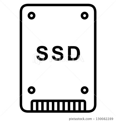SSD line drawing illustration storage device icon SSD line drawing illustration storage device icon 130082289
