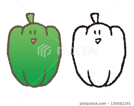 手繪可愛的青椒 130082291