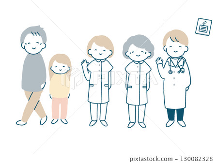 Patient, nurse and doctor illustration set 130082328