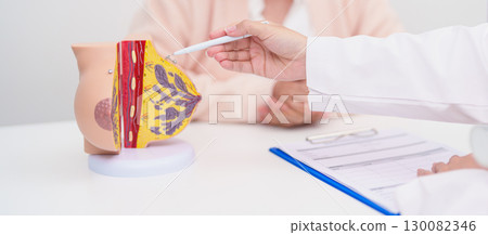 Elderly woman Patient consultation with doctor for Breast Augmentation Surgery, October Breast Cancer Awareness month, implant, Diagnosis, Beauty woman enlargement and medical healthcare concept Elderly woman Patient consultation with doctor for Breast Augmentation Surgery, October Breast Cancer Awareness month, implant, Diagnosis, Beauty woman enlargement and medical healthcare concept 130082346