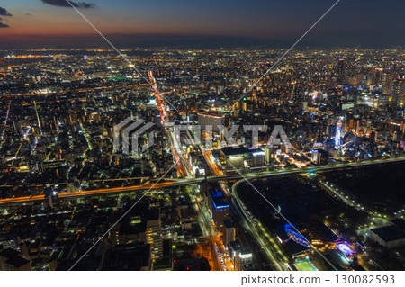 Osaka night view: Abeno Harukas, view from Harukas 300 Osaka night view: Abeno Harukas, view from Harukas 300 130082593