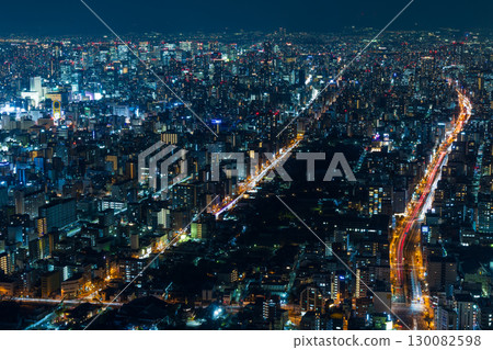 大阪夜景：阿倍野Harukas，從Harukas 300眺望 130082598