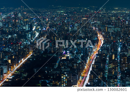 大阪夜景：阿倍野Harukas，從Harukas 300眺望 130082601