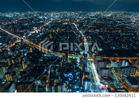 大阪夜景：阿倍野Harukas，從Harukas 300眺望 130082611