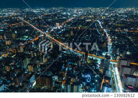 Osaka night view: Abeno Harukas, view from Harukas 300 130082612