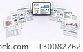 Tablet PC displaying data and business documents 130082762
