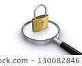 Padlock and magnifying glass 130082846