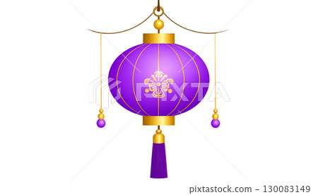 Chinese New Year lanterns and red decorations on white background 130083149