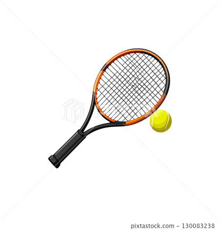 Tennis racket with ball isolated on white background Tennis racket with ball isolated on white background 130083238