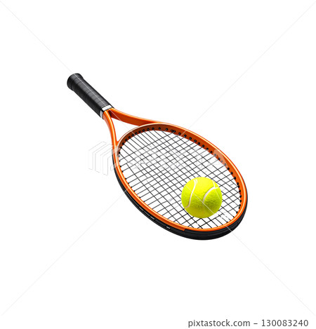Tennis racket with ball isolated on white background Tennis racket with ball isolated on white background 130083240