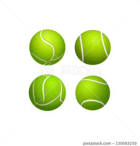 Yellow green tennis ball for sports competition on white background 130083250