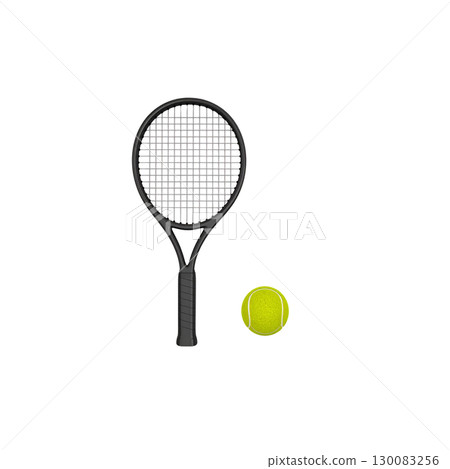 Tennis racket with ball isolated on white background Tennis racket with ball isolated on white background 130083256