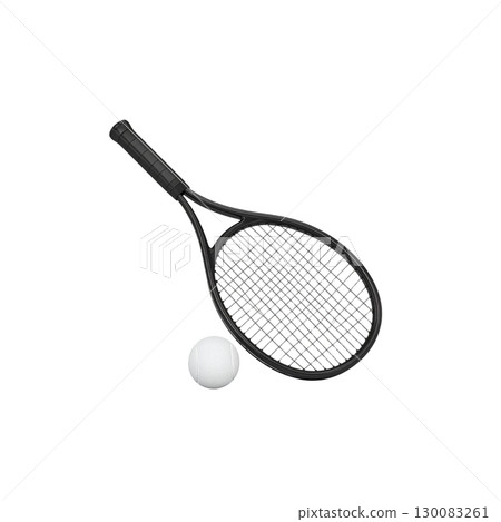 Tennis racket with ball isolated on white background Tennis racket with ball isolated on white background 130083261
