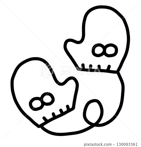 Hand-drawn line drawing of cute gloves 130083361