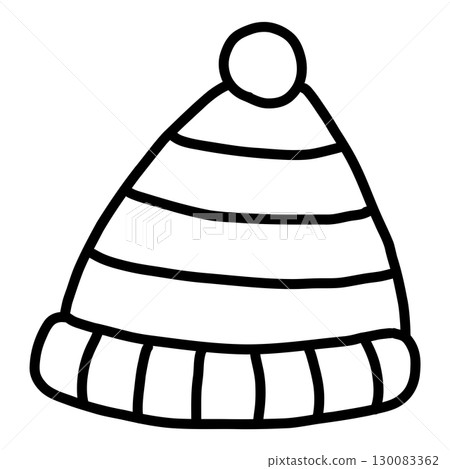 Hand-drawn line drawing of a cute winter hat Hand-drawn line drawing of a cute winter hat 130083362