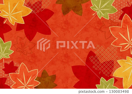 Japanese style background image of autumn leaves, Japanese pattern background 130083498