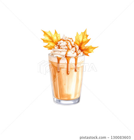 Cold glass of milk, creamy cola or sweet chocolate milkshake isolated on white background. 130083603