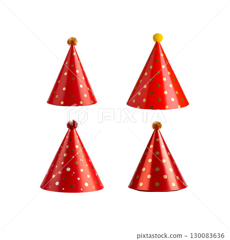 Christmas decorations and red hat on white background Christmas decorations and red hat on white background 130083636