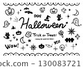Cute Halloween line drawing illustration set 130083721