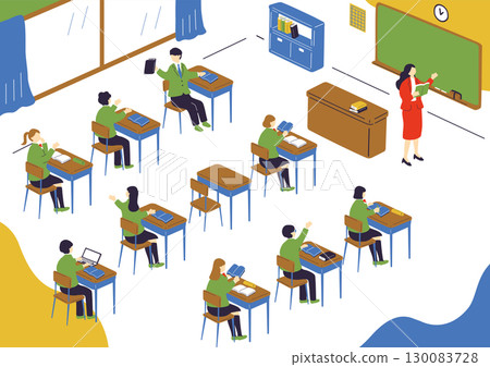 Students studying in classroom Students studying in classroom 130083728