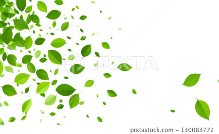 Green background with seamless pattern of leaves. Flowers isolated on white background. 130083772