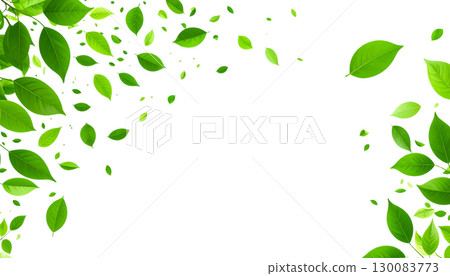 Green background with seamless pattern of leaves. Flowers isolated on white background. 130083773