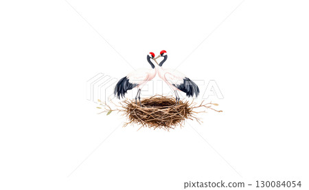 Colorful exotic bird nest isolated on white background. 130084054