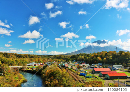 Hokkaido Autumn Niseko Blue sky and Mt. Yotei 130084103
