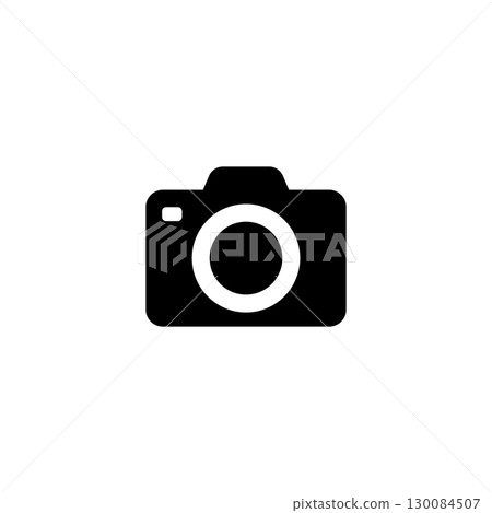 black Photo camera vector icon illustration isolated on white background. black Photo camera vector icon illustration isolated on white background. 130084507