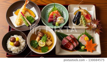 A luxurious banquet meal made with plenty of autumn flavors 130084573