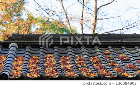 Autumn landscape with tiled roof 130084902