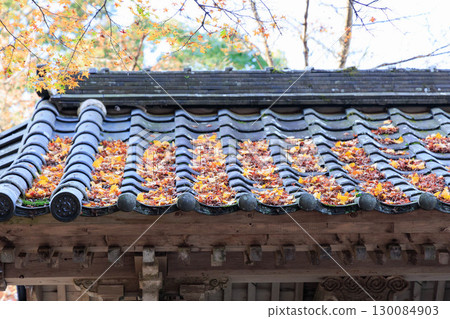 Autumn landscape with tiled roof 130084903