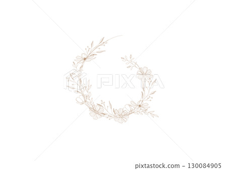 受春天啟發的自然線條畫花環 受春天啟發的自然線條畫花環 130084905