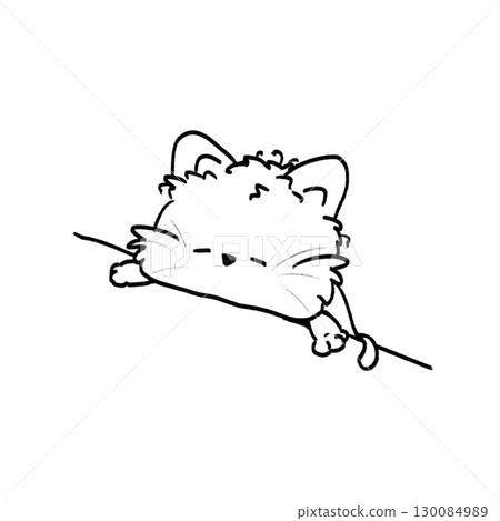 Little cute cat lying sleep on the table cartoon outline illustration Little cute cat lying sleep on the table cartoon outline illustration 130084989