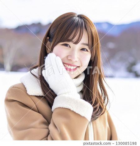 Young woman wearing a jacket - AI generation 130085198