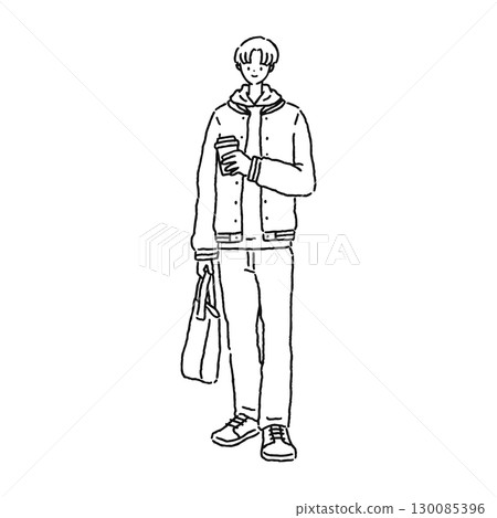 Casual and stylish man line drawing 130085396