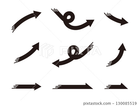 一組變化的快速黑色箭頭向量素材 130085519