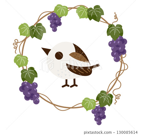 Shimaenaga 和葡萄花環框架 Shimaenaga 和葡萄花環框架 130085614