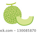 Cut melon and whole green flesh melon illustration 130085870