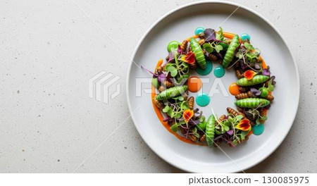 使用可食用毛毛蟲和蛹進行藝術創作 130085975