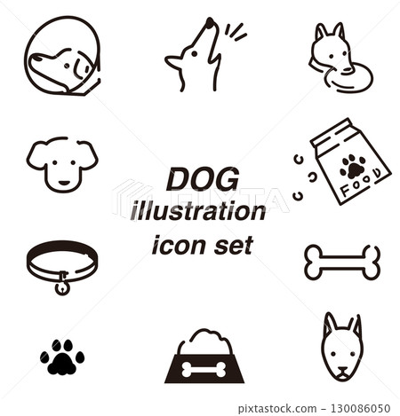 狗簡單向量圖圖示集 狗簡單向量圖圖示集 130086050