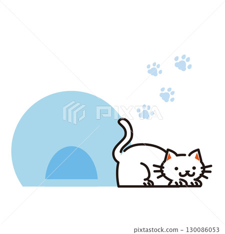 一隻白貓的可愛向量插圖 130086053