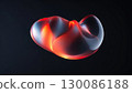 Minimalist 3D render of a smooth glass pebble with a warm glowing red core 130086188